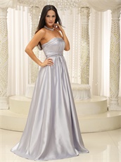 Elegant Military Ball Prom Dress Sliver Acetate Satin