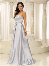 Elegant Military Ball Prom Dress Sliver Acetate Satin