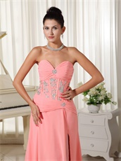 High Slit Skirt Watermelon Spring Prom Dress Graduation Ceremony