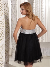 Silver Sequin Empire Waist Black Tulle Stage Prop Dances Dress