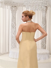 Inexpensive Beaded Decorate Halter Champagne Evening Dress Shows Sexy Leg