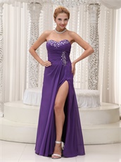 Noble High Furcal Purple Chiffon Prom Dress For Wine Party