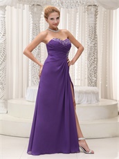 Noble High Furcal Purple Chiffon Prom Dress For Wine Party