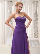 Noble High Furcal Purple Chiffon Prom Dress For Wine Party