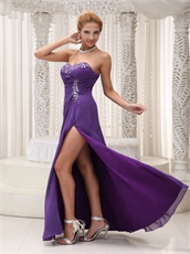 Noble High Furcal Purple Chiffon Prom Dress For Wine Party