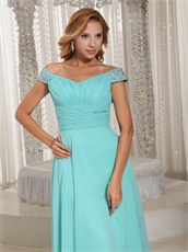 Fluorescent Blue V Off Shoulder Outdoor Cocktail Dress Pageant