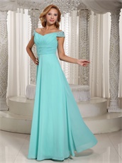 Fluorescent Blue V Off Shoulder Outdoor Cocktail Dress Pageant