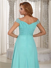 Fluorescent Blue V Off Shoulder Outdoor Cocktail Dress Pageant