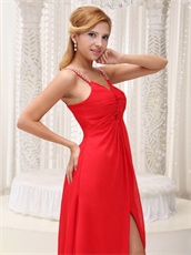 Red Middle Slit Long Prom Dress For Compere Wear Women First Choice