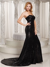 Blazed the Whole Party Sheath Black Sequin VIP Evening Dress Yacht