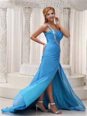 Super Sell Sky Blue One Shoulder Practical Formal Evening Dress Side Slit