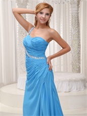 Super Sell Sky Blue One Shoulder Practical Formal Evening Dress Side Slit