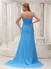 Super Sell Sky Blue One Shoulder Practical Formal Evening Dress Side Slit