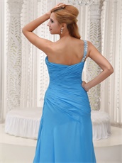 Super Sell Sky Blue One Shoulder Practical Formal Evening Dress Side Slit