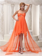 New Brand Orange Irregular Hemline Prom Dress For Dancing Party One Shoulder