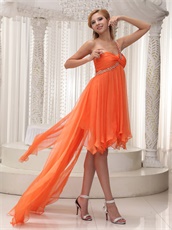 New Brand Orange Irregular Hemline Prom Dress For Dancing Party One Shoulder