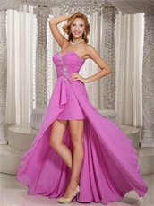 Lilac Rose Pink Chiffon Sweetheart High-low Event Celebrity Dress Brisk