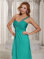 Single Left Strap Turquoise Slit Prom Graduation Dress In New York