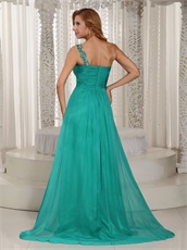 Single Left Strap Turquoise Slit Prom Graduation Dress In New York