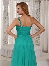 Single Left Strap Turquoise Slit Prom Graduation Dress In New York