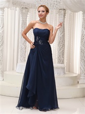 Modest Strapless Navy Blue Floor-length Mother Evening Dress Custom Fit
