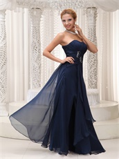 Modest Strapless Navy Blue Floor-length Mother Evening Dress Custom Fit