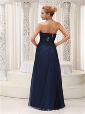 Modest Strapless Navy Blue Floor-length Mother Evening Dress Custom Fit