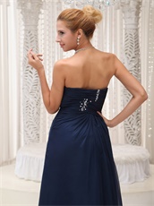 Modest Strapless Navy Blue Floor-length Mother Evening Dress Custom Fit