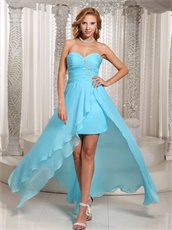 Vivacious Sweetheart High Low Skirt Homecoming Danceable Aqua Blue