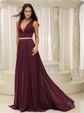 Dark Purple Chiffon Stars Red Carpet Celebrity Dress 