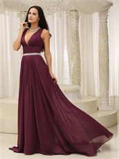 Dark Purple Chiffon Stars Red Carpet Celebrity Dress 