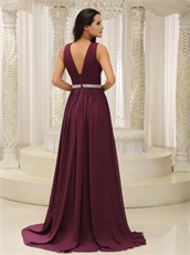 Dark Purple Chiffon Stars Red Carpet Celebrity Dress 