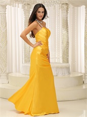 Sunset Yellow Sheath Floor Length One Shoulder Evening Dress Brightly