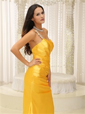 Sunset Yellow Sheath Floor Length One Shoulder Evening Dress Brightly