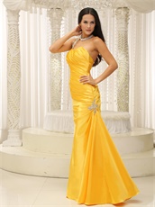 Sunset Yellow Sheath Floor Length One Shoulder Evening Dress Brightly