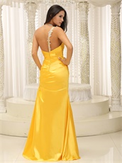 Sunset Yellow Sheath Floor Length One Shoulder Evening Dress Brightly