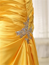 Sunset Yellow Sheath Floor Length One Shoulder Evening Dress Brightly