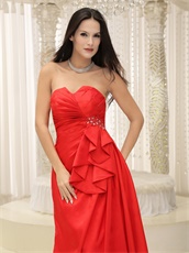 Sweetheart Red Taffeta Arena Compere Evening Dress Brush Train