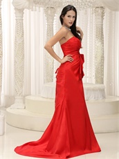 Sweetheart Red Taffeta Arena Compere Evening Dress Brush Train