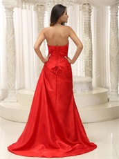 Sweetheart Red Taffeta Arena Compere Evening Dress Brush Train