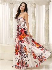 Printed Pattern Strapless Unique Prom Cocktail Dress Colorful