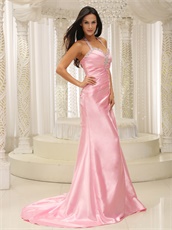 Halter Top Baby Pink Sheen Evening Gowns Company Annual Meeting