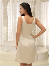 Square Knee-length Champagne Satin Homecoming Dress Bowknot Chest