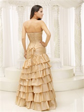 Sweetheart Layers Ruffls Champagne Taffeta Prom Dress Remarkable