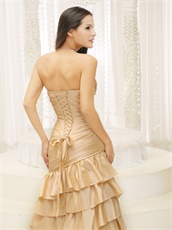 Sweetheart Layers Ruffls Champagne Taffeta Prom Dress Remarkable