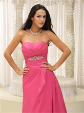 Rose Pink Empire Waist Dress For Women Prom Wedding Party Wear