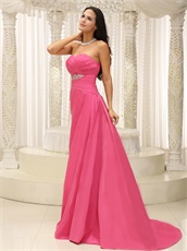 Rose Pink Empire Waist Dress For Women Prom Wedding Party Wear