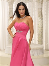 Rose Pink Empire Waist Dress For Women Prom Wedding Party Wear