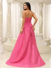 Rose Pink Empire Waist Dress For Women Prom Wedding Party Wear