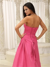 Rose Pink Empire Waist Dress For Women Prom Wedding Party Wear